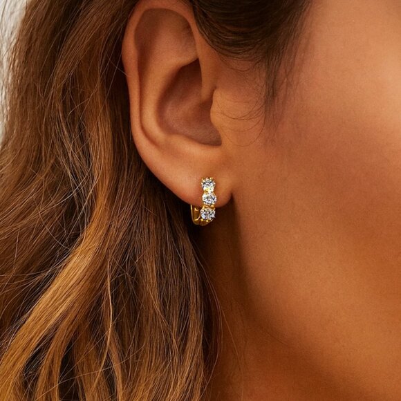 "Beverly" Moissanite Hoops - Picture 2 of 2